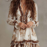 Bohemia Mixed-Print Ruffle Hem Mini Dress