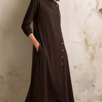 Boho-Inspired Midi Dress With Side Button Placket