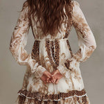 Bohemia Mixed-Print Ruffle Hem Mini Dress
