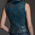 Deep Teal Velvet Zip-Front Vest Top