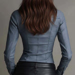 Tencel denim Fitted Shirt With Ruched Waist