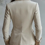Ivory Velvet Embroidered Blazer With Lace Cuffs