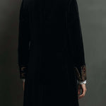 Black Velvet Blazer With Baroque Printed Lapel – Timeless Vintage Luxury