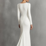 Women's White Elegant Satin Ruched Mermaid Maxi Dress