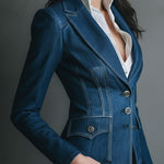 Classic Fitted Denim Jean Jacket With Pockets