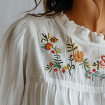 Lace Collar White Embroidered Blouse