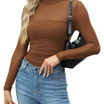 Zeagoo Women's Sexy Mock Turtle Neck Long Sleeve Sheer Tops
