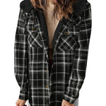 Zeagoo Womens Plaid Shacket Jacket Long Sleeve Fleece Hooded Jackets