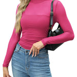 Zeagoo Women's Sexy Mock Turtle Neck Long Sleeve Sheer Tops