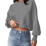 Zeagoo Womens 2024 Fall Crewneck Cropped Sweater