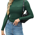 Zeagoo Women's Sexy Mock Turtle Neck Long Sleeve Sheer Tops