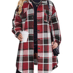 Zeagoo Womens Plus Size Flannel Plaid Button Down Shacket Jacket