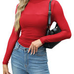 Zeagoo Women's Sexy Mock Turtle Neck Long Sleeve Sheer Tops