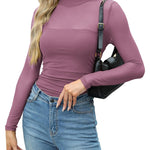 Zeagoo Women's Sexy Mock Turtle Neck Long Sleeve Sheer Tops