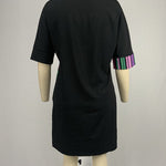 A-Line Half Sleeves Asymmetric Contrast Color Striped Round-Neck Mini Dresses