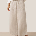 100% Linen Pocket Wide Leg Pants THALIA