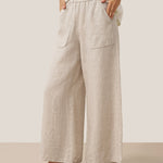 100% Linen Pocket Wide Leg Pants THALIA