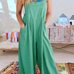 Solid Loose Casual Wide Leg Insert pocket Jumpsuit