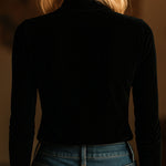 Elegant V-neck Embroidery Velvet Long Sleeves Top