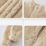 Zipper Plaid Fleece Pockets Women's Coat Cardigan