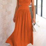 Solid Mockneck Cut Out Maxi A-line Swing Dress