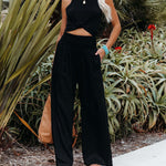 Fresh Air Linen Blend Pocketed Smocked Pants