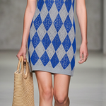 Women's Minimalist, Lightweight, Diamond-patterned Knit Polo Collar Mini Dress