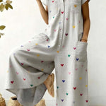 Women'S Casual Jumpsuit With Heart Print