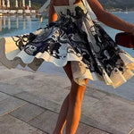 Margovil Bow Shoulder Floral Print Mini Cami Dress