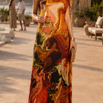 One Shoulder Valley Printed Maxi Dress