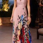 Sleeveless High Waist Floral Print Pleated Maxi Dress