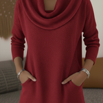 Women's Soft Swing Collar Suede Pocket Pullover