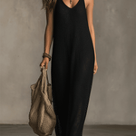 Bohemian Relaxed Sleeveless Wide-Leg Olive Knit Maxi Dress