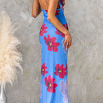 Low-cut Back Sleeveless Floral Print Maxi Dress