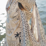Margovil Collared V Neck Shirt and Side Slit Shorts Vitamin Sea Print Set
