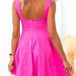 Square Collar Backless A-line Mini Dress