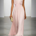 Margovil Crewneck Sleeveless Zipper Back Waisted Maxi Dress