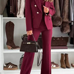 High Waist Straight Leg Tailored Suit Pants
