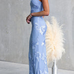 Ruffle One Shoulder Floral Bodycon Maxi Dress