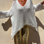 V Neck Dolman Sleeves Irregular Casual Sweater