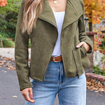 Margovil Zip Up Pocketed Faux Suede Moto Jacket(in 7 Colors)