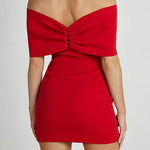 Margovil Bow Off Shoulder Bodycon Mini Party Dress
