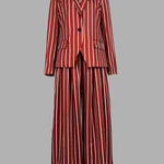 Long Sleeves Loose Striped Notched Collar Blazer Outerwear