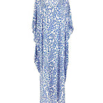 Batwing Sleeves Loose Leopard Split-Side Sun Protection V-Neck Cover-Ups Swimwear Maxi Dresses