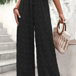High Waist Jacquard Wide Leg Pants Casual Trousers