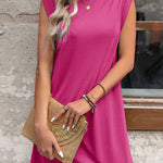 A-Line Loose Solid Color Split-Joint Round-Neck Mini Dresses