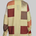 Long Sleeves Loose Buttoned Contrast Color Plaid Lapel Blouses&Shirts Tops