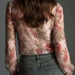 Retro Romantic Floral Chiffon Bow-Tie Blouse