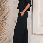 Pure color holiday vacation casual jumpsuit