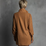Women's V-neck Suede Embossed Long-sleeved Casual Dress